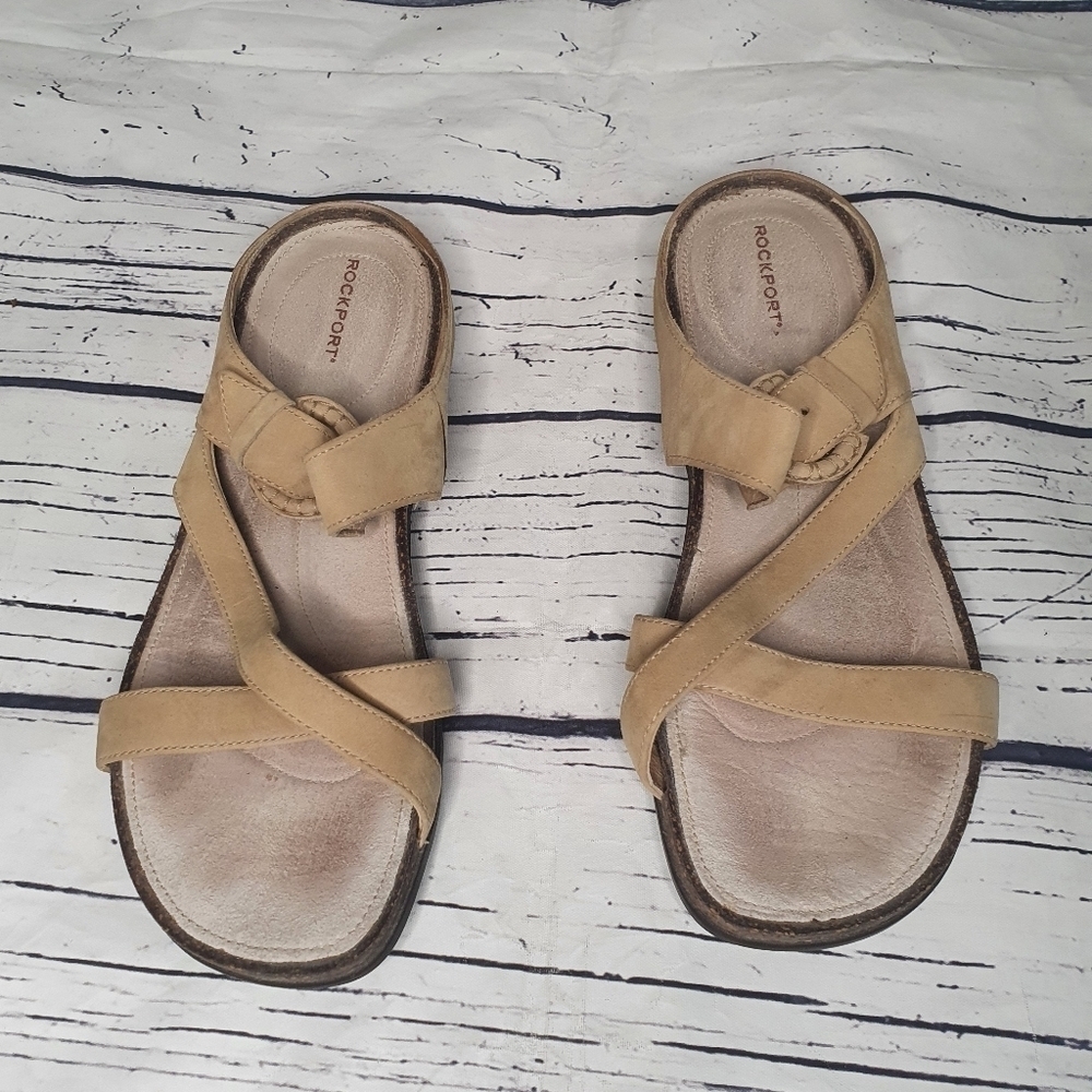 Rockport Leather Suede Tan Sandal Women Size 10